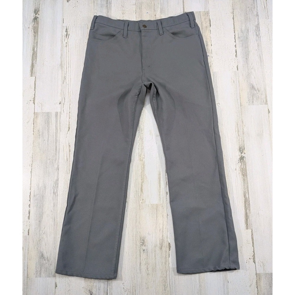 Vintage Levis 517 Stay Prest Pants Mens 34x30 Gray Scovill USA Made Retro Chino